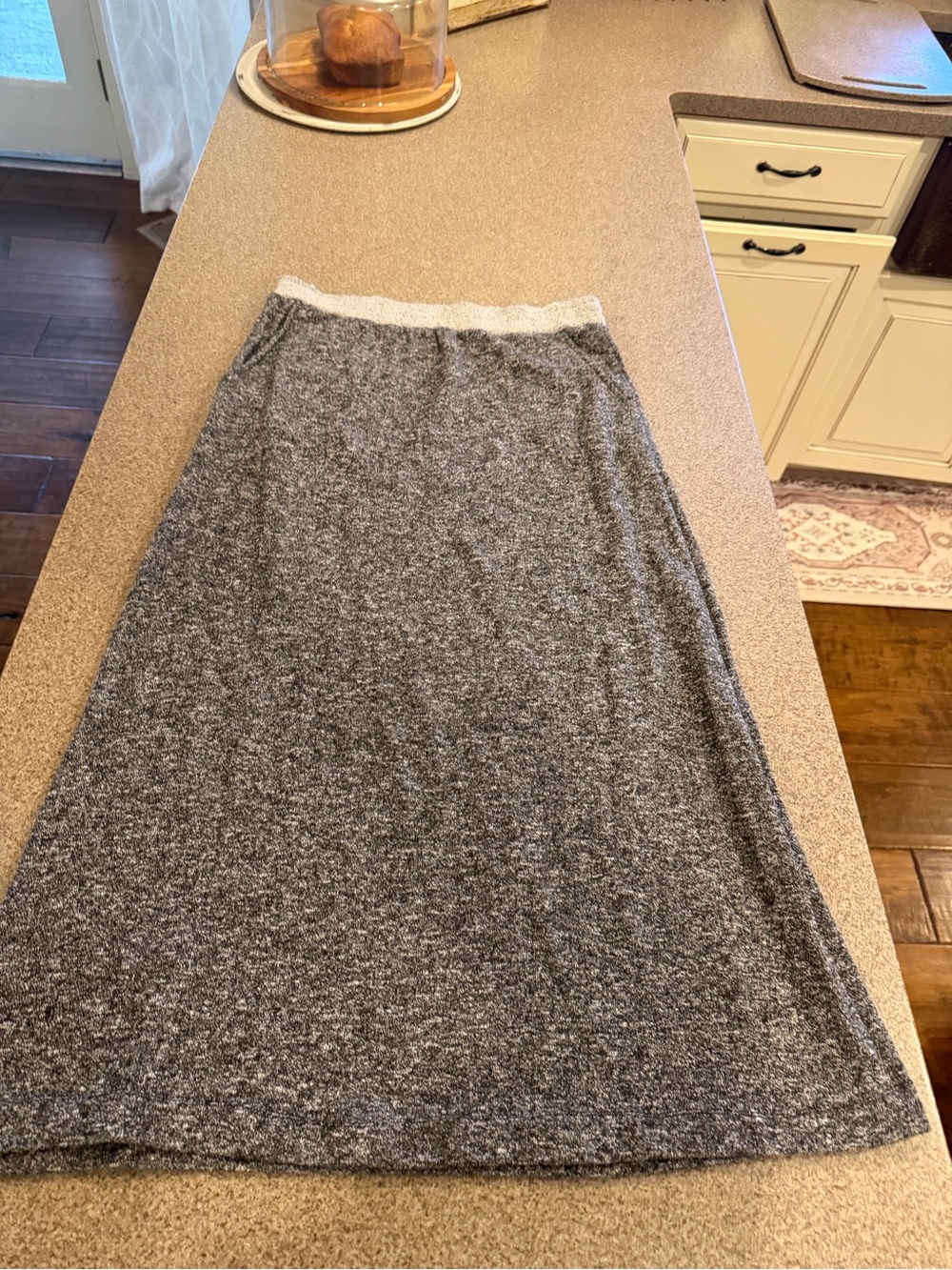 Maurices Gray Heather Knit Maxi Skirt with Contrast Waistband